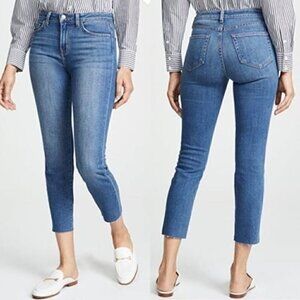 NEW L'Agence El Matador Fench Slim Medium Blue Wash Denim Cropped Jeans Size 25